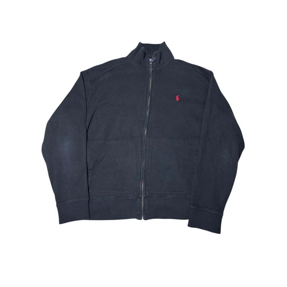 Vintage Polo Ralph Lauren Men's Black Full Zip Mock Neck Track Jacket Size M